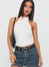 Hotter Than Fire Lace Halter Top White